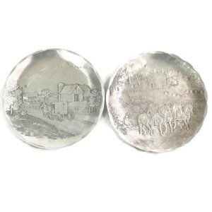 Wendell August Forge Coasters Amish Horse‎ Coming Home Fall Harvest Aluminum
